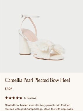 Loeffler Randall Camellia Pearl Pleated Bow Sandal — Ivory